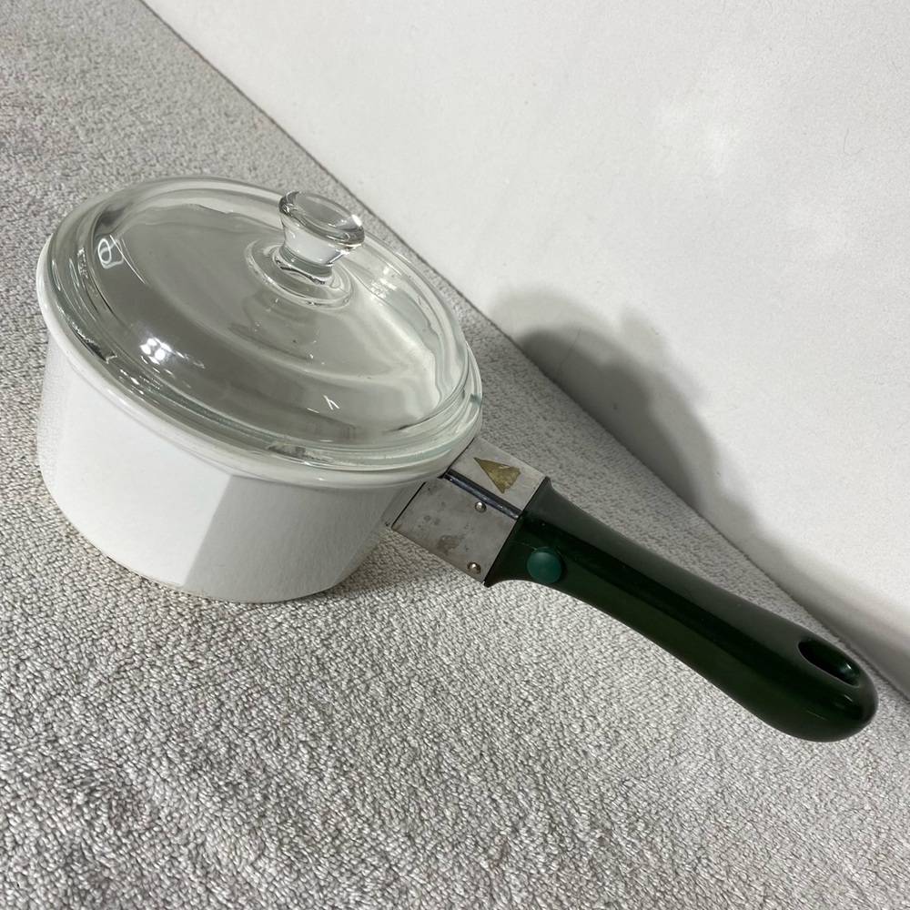 Vintage Princess House Nouveau Convertible Ceramic 1qt Sauce Pan W Handle & Lid